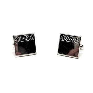 Vintage SWANK Silver-Tone Square Cufflinks with Geometric Detail